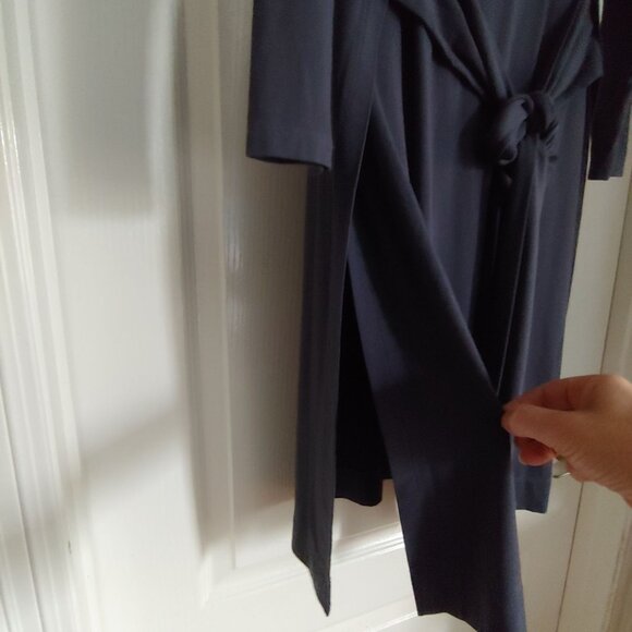 Peruvian Connection Gray Straight Midi Dress Lagom Ties in Back High Slits - Picture 8 of 9